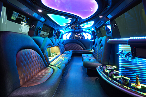 limo with neon lighting