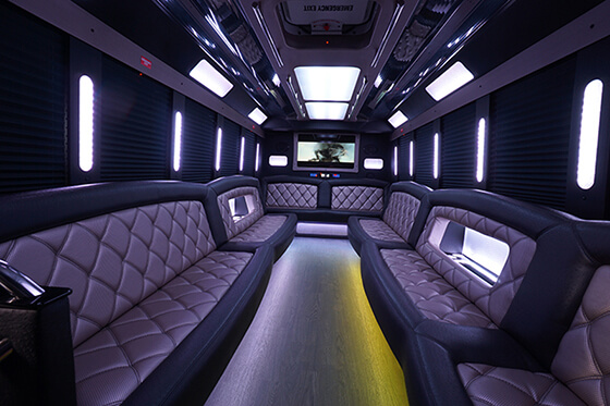 limo bus with leather seating
